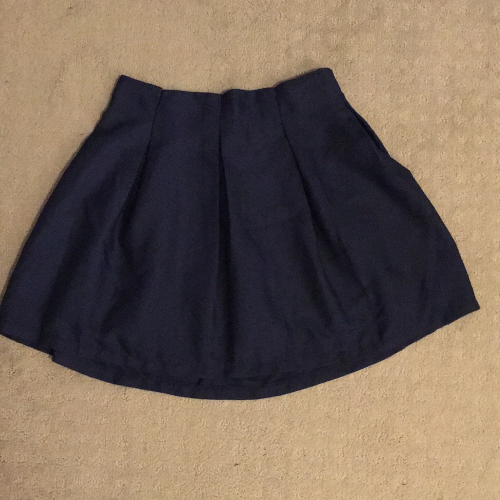 Navy Blue Pleated Skirt